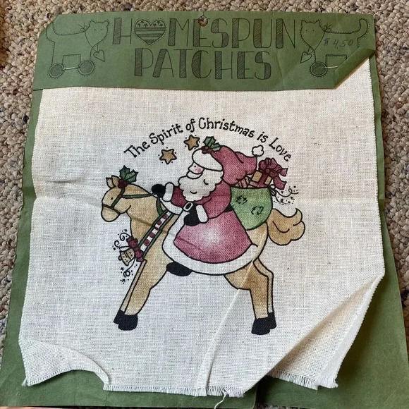 VTG 2 Homespun Patches Fabric for Sewing Pillows Stockings Nursery Room Decor - Picture 4 of 4